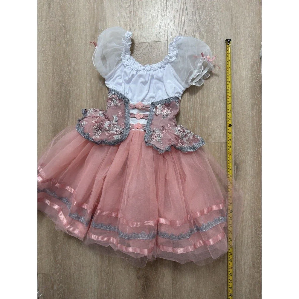 Weissman Giselle Ballet Costume Peasant Romantic Tutu Pink Silver Sz MC YAGP